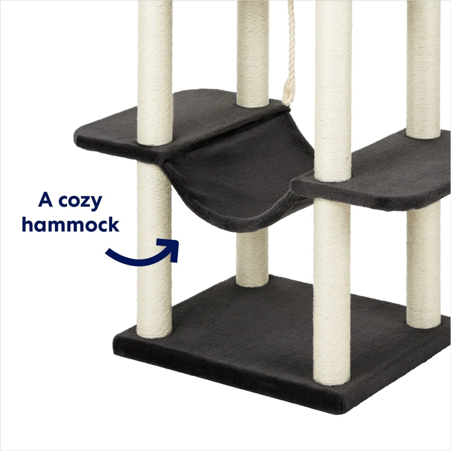 Frisco 73-in Cat Tree With Hammock, Condo, Lounge Basket, Top Perch & Bed - Image 3