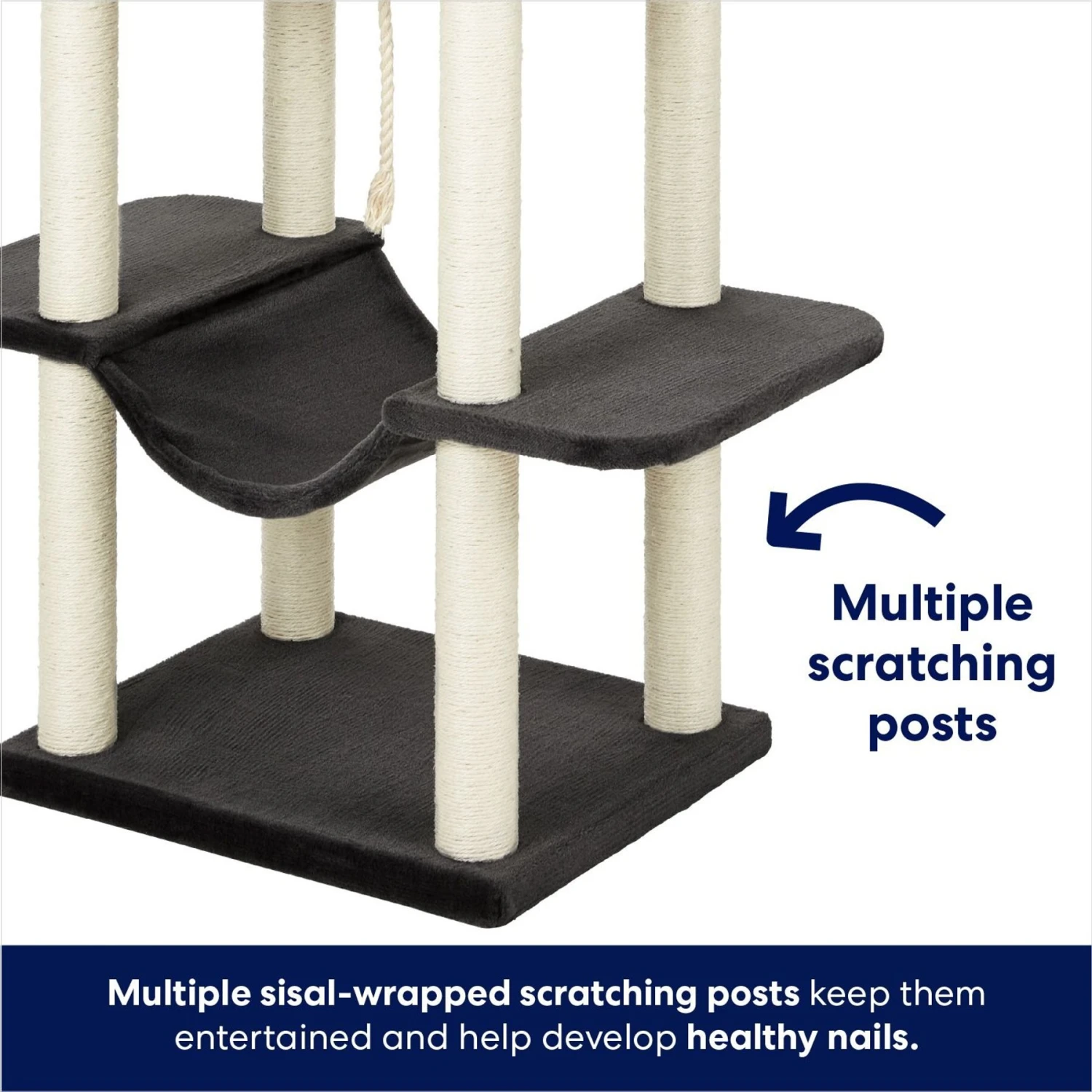 Frisco 73-in Cat Tree With Hammock, Condo, Lounge Basket, Top Perch & Bed - Image 5