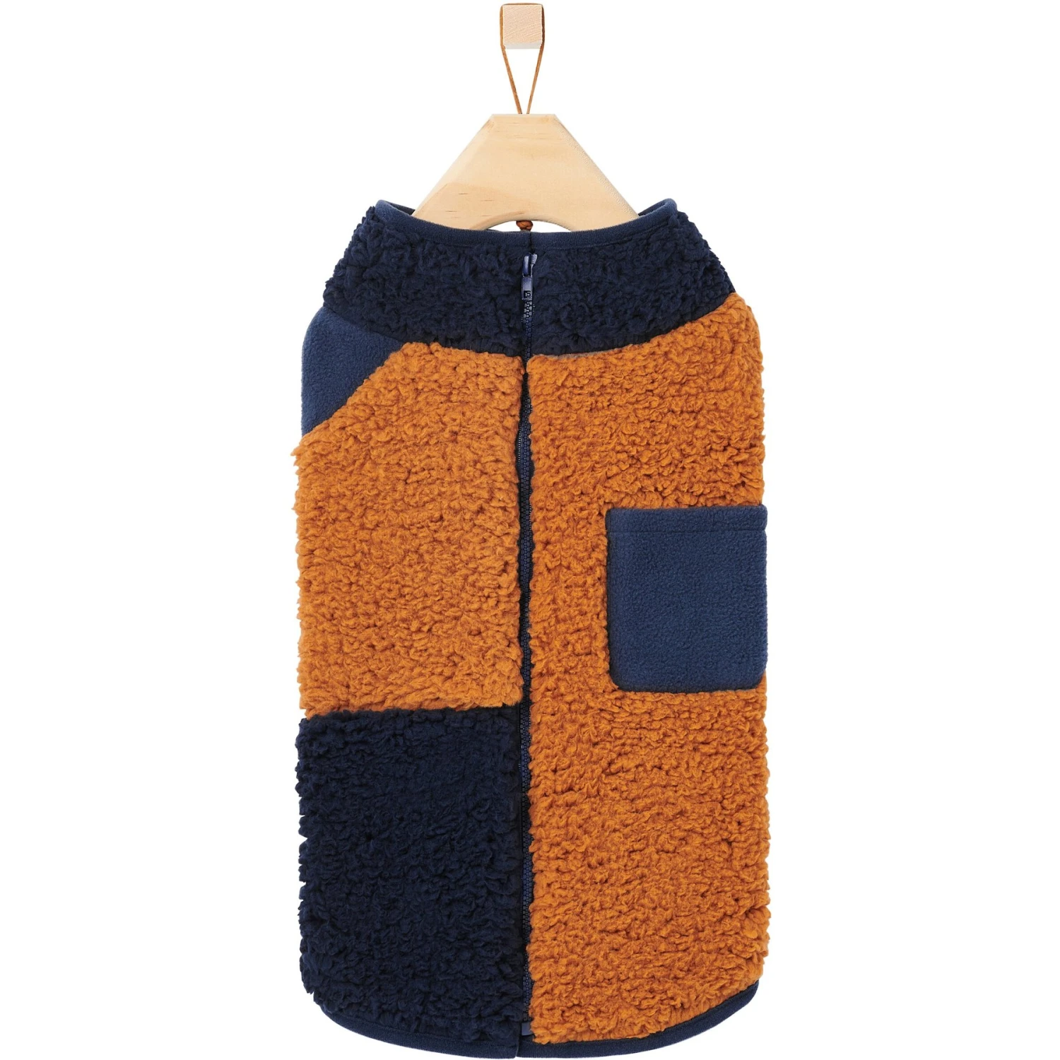 Frisco Lightweight Colorblock Dog & Cat Zippered Sherpa Fleece Vest, Blue/Brown - Image 4