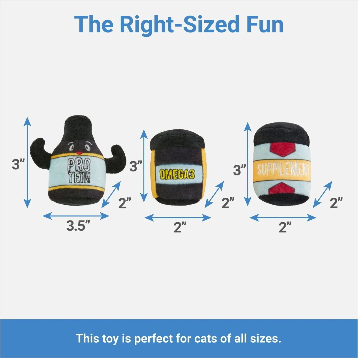 Frisco Pre-Workout & Protein Plush Cat Toy With Catnip, 3 Count - Image 2