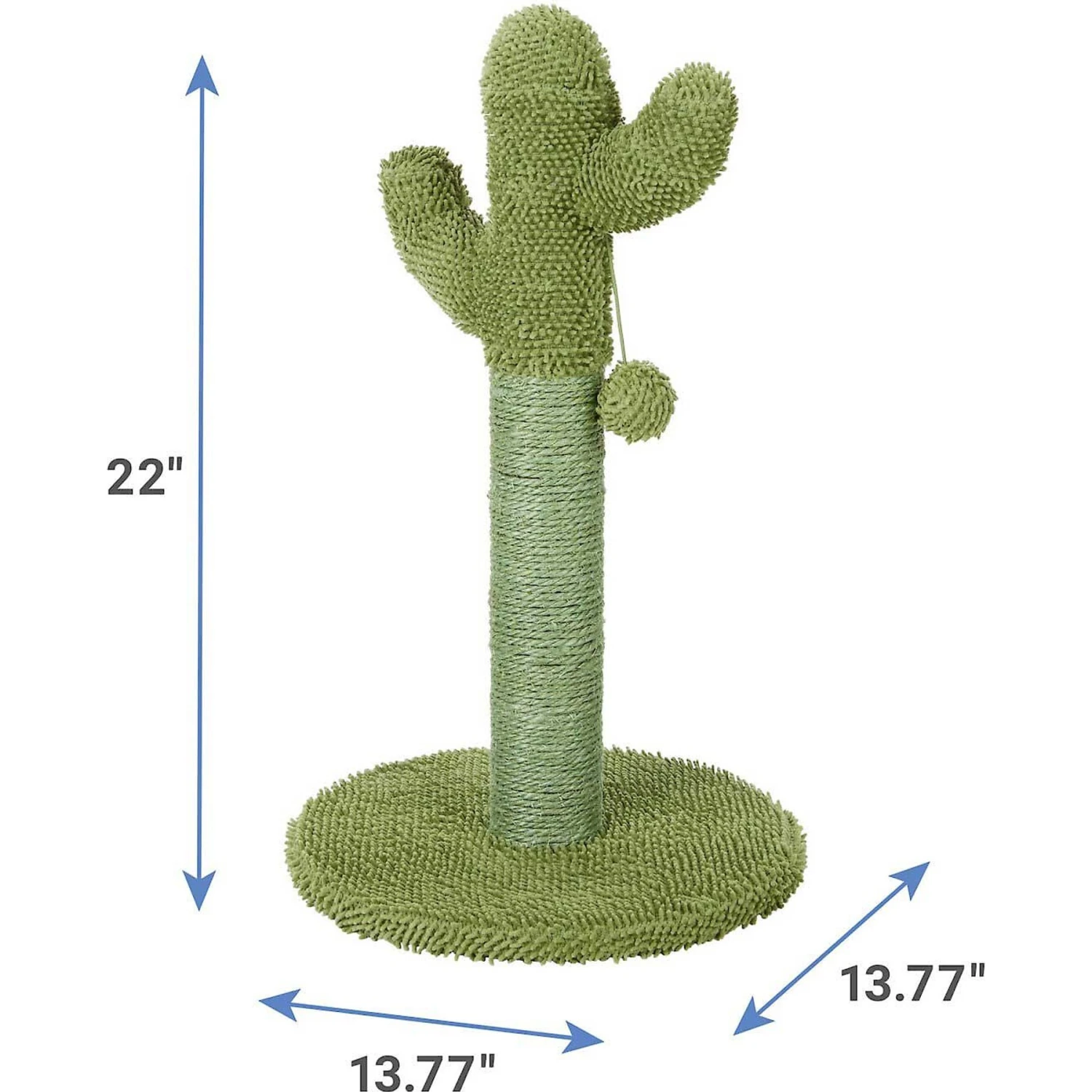 Frisco Cactus Cat Scratching Post & Frisco Dangly Avocado Buddy Plush Cat Toy With Catnip - Image 3