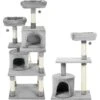 Frisco 61-in Faux Fur Cat Tree & Condo & Frisco 38-in Cat Tree With Condo, Top Perch & Toy