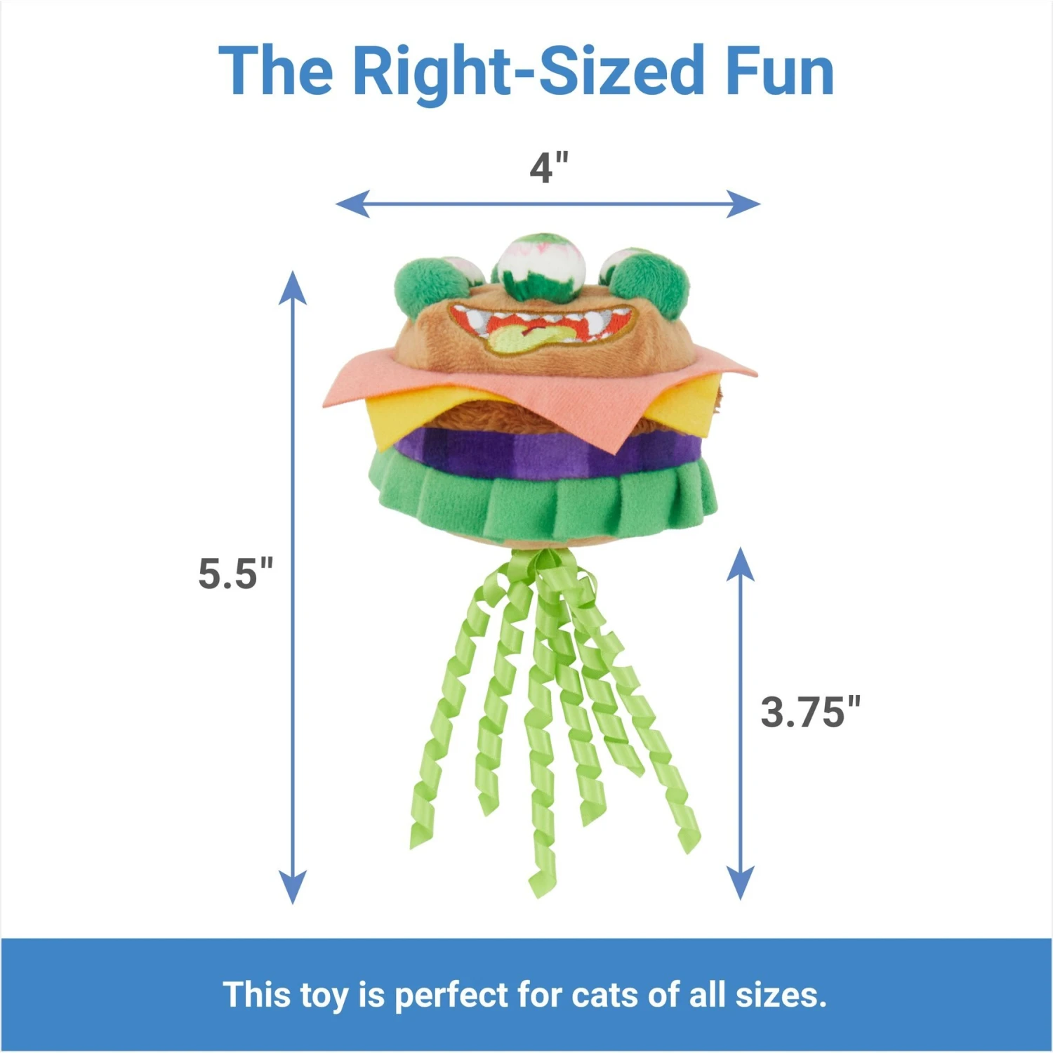 Frisco Haunted Burger Plush Cat Toy With Catnip - Image 2