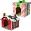 Frisco Holiday Gift Box Cardboard Cat House & Frisco Holiday Santa's Workshop Cardboard Cat House